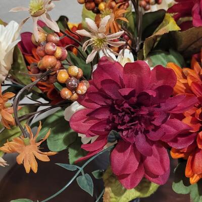 Lot 247: Flower Arrangement in Metal Container 