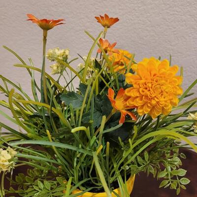 Lot 248: Flowers in Yellow Polka Dot Vase