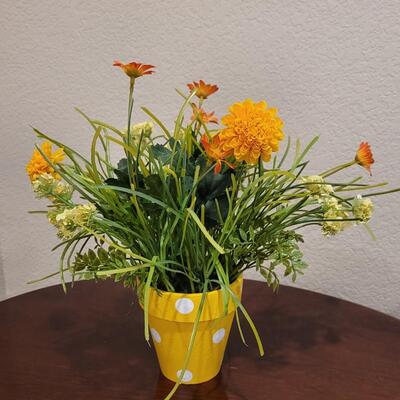 Lot 248: Flowers in Yellow Polka Dot Vase