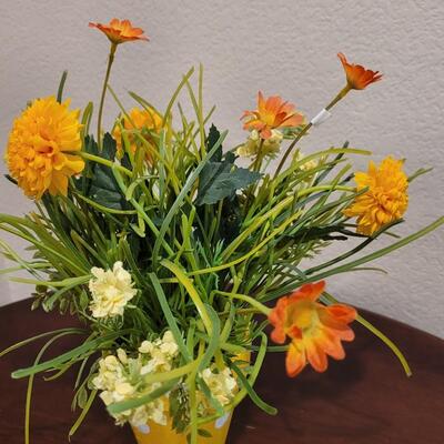 Lot 248: Flowers in Yellow Polka Dot Vase