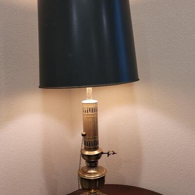 Lot 253: Brass Lamp with Black Shade