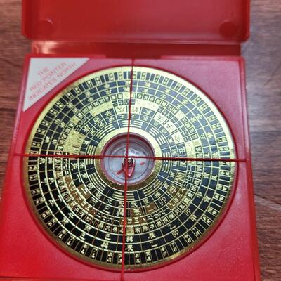 Lot 254: Lotus Candle Holder, Old Chinese Coins and Chinese Compass