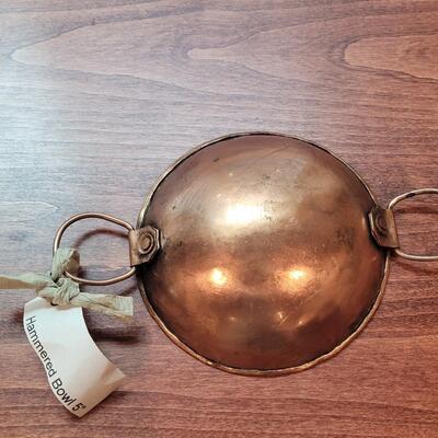 Lot 263: Hammered Copper Bowl  and Wood Tool