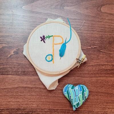 Lot 270: Polymer Clay Heart and Little Needlepoint 