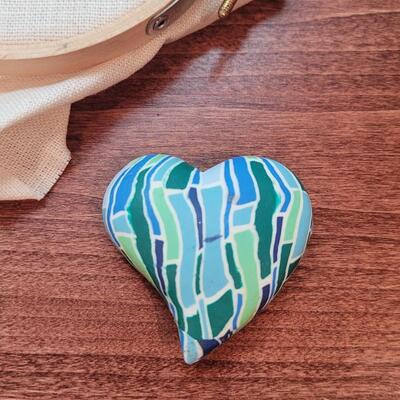 Lot 270: Polymer Clay Heart and Little Needlepoint 
