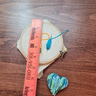 Lot 270: Polymer Clay Heart and Little Needlepoint 