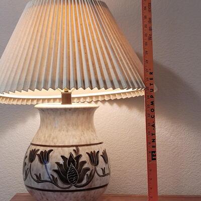 Lot 272: Ceramic Lamp with Brown Floral Design 