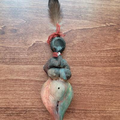 Lot 277: Ceramic Goddess with Feather Headdress 