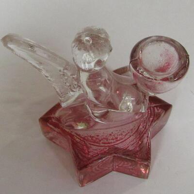 Vintage Child's Angel Candle Holder, Ruby Flashed and Clear