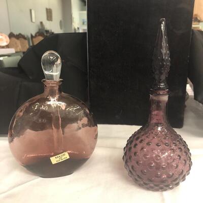 Two vintage lavender perfume bottles