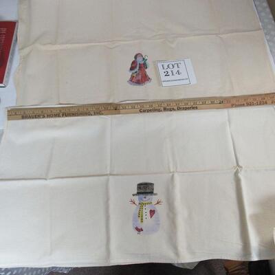 2 Christmas Themed Very Large Hand Towels or Possibly Card Table Tablecloth, Read description