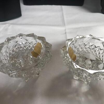 Two German Democratic Republic lead crystal candle holders