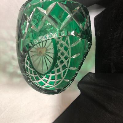 Irena cut to clear green crystal basket