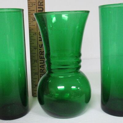 2 Forest Green Lemonaid Tumblers and Forest Green Vase