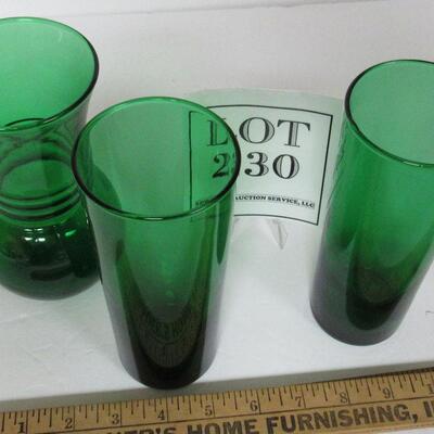2 Forest Green Lemonaid Tumblers and Forest Green Vase