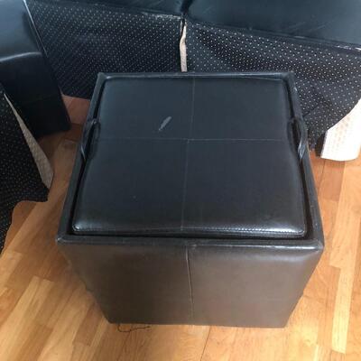 Leather storage end table and smaller seat