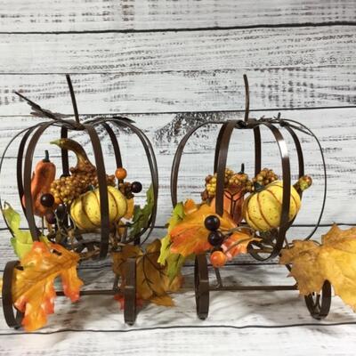 Thanksgiving wire pumpkins set of 2 Decorations 