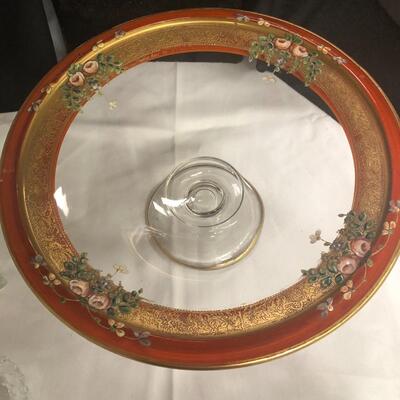 Vintage hand painted glass bowl