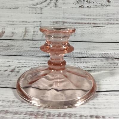 Set of 2 Vintage Pink Depression Glass Candle Holders 