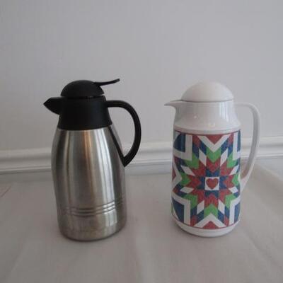 2 Insulated Coffee Carafes (One Made By Corning)