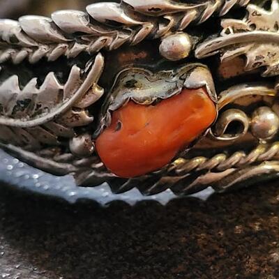Lot 287: Vintage Sterling Silver SIGNED Native American Watch Cuff Bracelet UNISEX