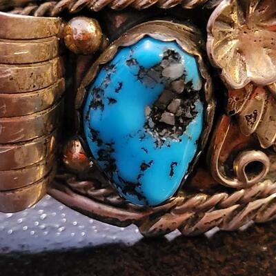 Lot 287: Vintage Sterling Silver SIGNED Native American Watch Cuff Bracelet UNISEX