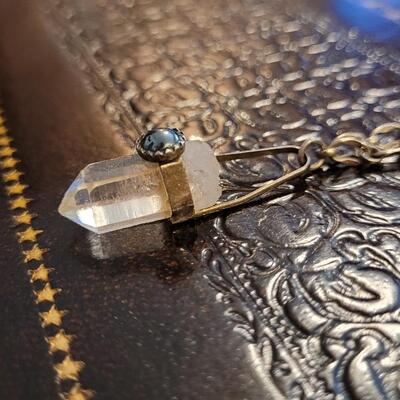 Lot 288: Vintage Sterling Silver Necklace w/ Crystal Pendant