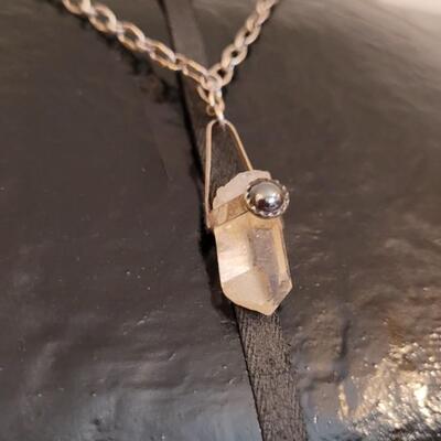 Lot 288: Vintage Sterling Silver Necklace w/ Crystal Pendant