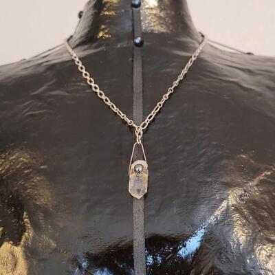 Lot 288: Vintage Sterling Silver Necklace w/ Crystal Pendant