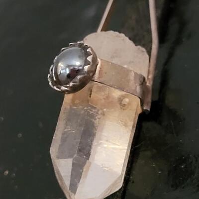 Lot 288: Vintage Sterling Silver Necklace w/ Crystal Pendant