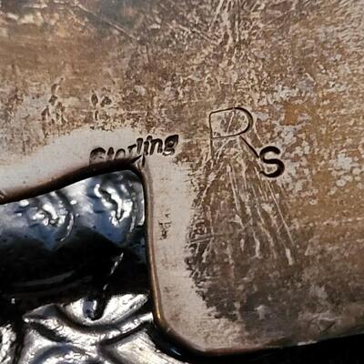 Lot 289: Vintage Sterling Silver SIGNED Cuff Bracelet w/ Stone Accent