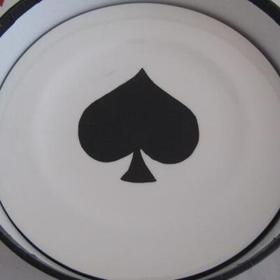 Set of Playing Card Suit Themed Small Plates with Matching Pick Holder