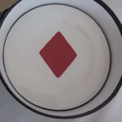 Set of Playing Card Suit Themed Small Plates with Matching Pick Holder