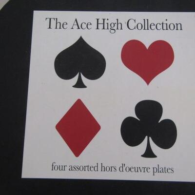 Set of Playing Card Suit Themed Small Plates with Matching Pick Holder