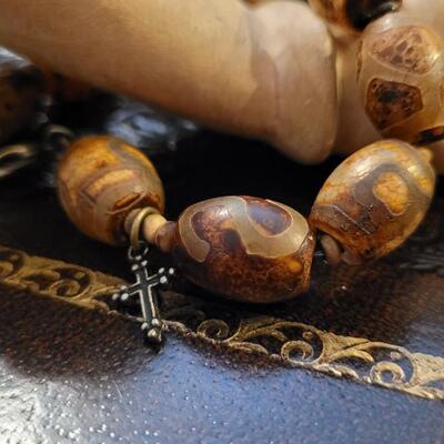 Lot 291: Faith Cross Christian Stone Bracelet Cuff Costume Jewelry