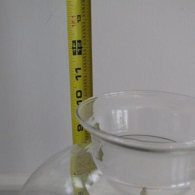 Vintage Metal Base Candle Lantern- 8 Inches Across, 10 Inches Tall