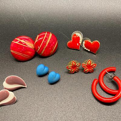 Retro 1980s Enamel Earring Lot