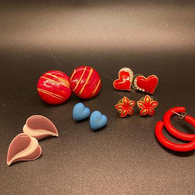 Retro 1980s Enamel Earring Lot