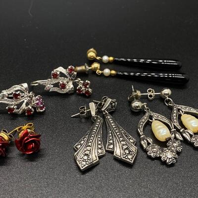 Dramatic Silvertone Earring Lot