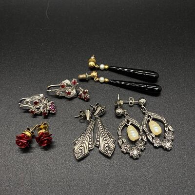 Dramatic Silvertone Earring Lot