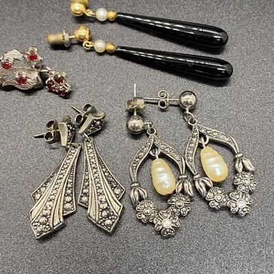 Dramatic Silvertone Earring Lot