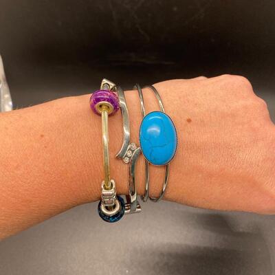 Set of 3 Silvertone Cuff Bangle Bracelets