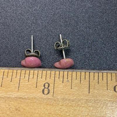 Small Polished Stone Heart Shaped Stud Earrings