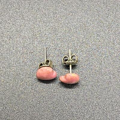 Small Polished Stone Heart Shaped Stud Earrings
