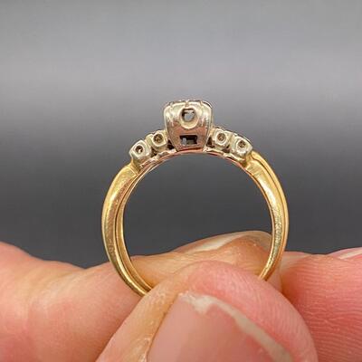 Vintage 14k Yellow Gold Engagement Ring & Wedding Band Set