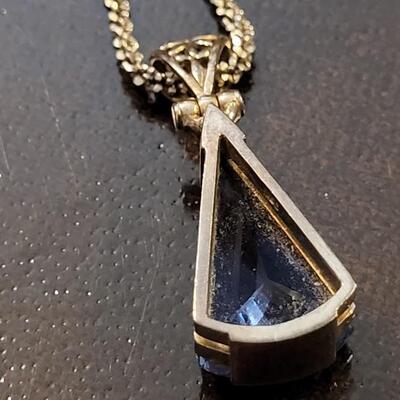 Lot 298: Vintage Sterling Silver Necklace w/ Precious Stone Pendant