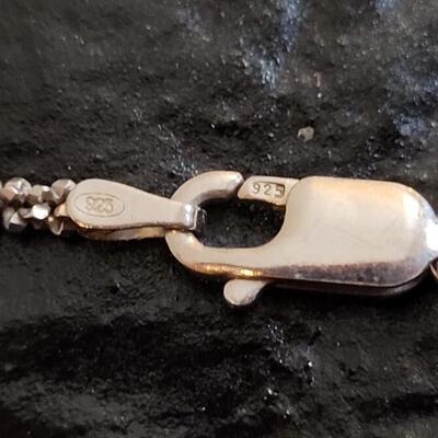 Lot 298: Vintage Sterling Silver Necklace w/ Precious Stone Pendant
