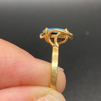 10k Yellow Gold Blue Opal Ring