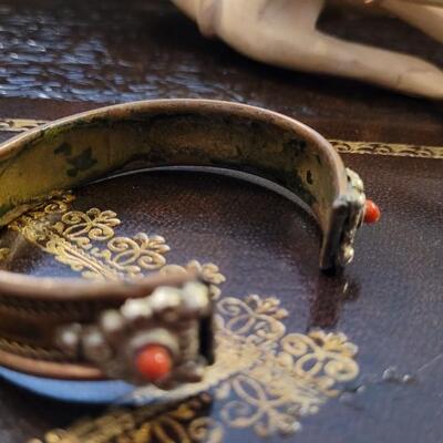Lot 300: Vintage Copper Cuff Bracelet w/ Sanskrit 