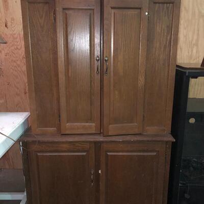 Vintage solid wood sewing cabinet